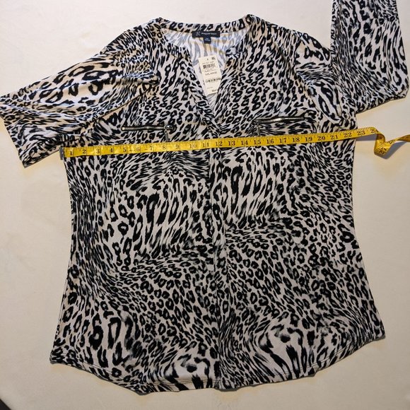 NWT INC Animal Print Zip-Detail Top, Marble Cheetah, XXL - Picture 3 of 10